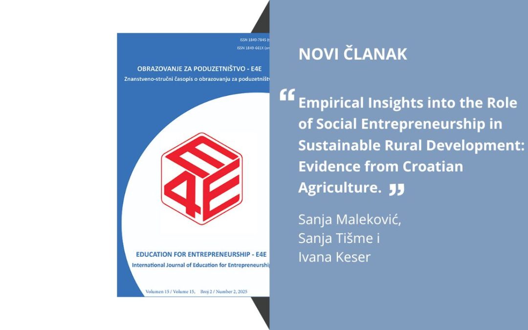 Paper on social entrepreneurship and sustainable rural development in Croatia published